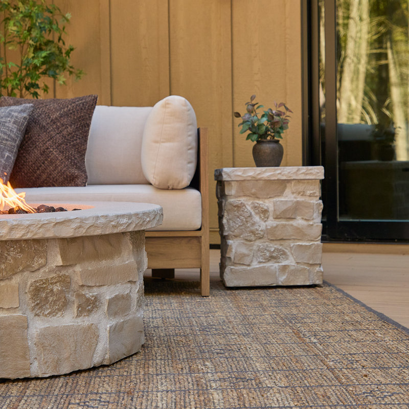 Scottsdale Stone Propane Tank Cover And Side Table In Beige By Real Flame