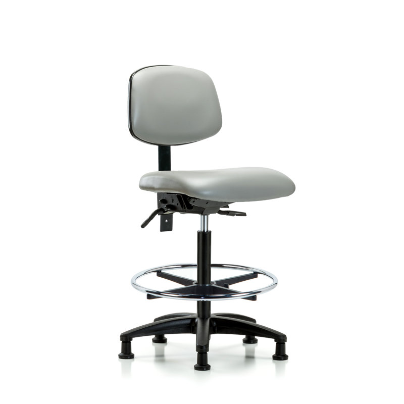 Barbosa Vinyl Drafting Chair, Dove, Glides, Included