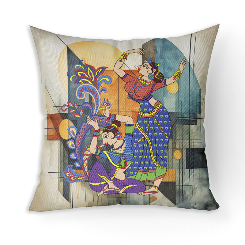 Abstract Outdoor Reversible Throw Pillow, 18"H x 18"W