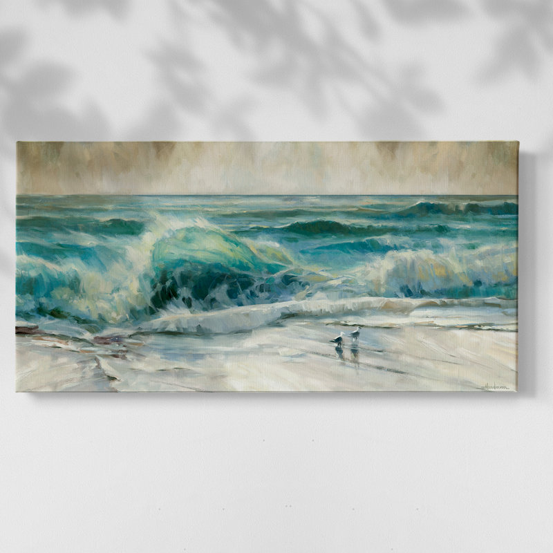 Water Music - Toile tendue avec châssis, prête à accrocher, H 25 po x l 49 po, Doré