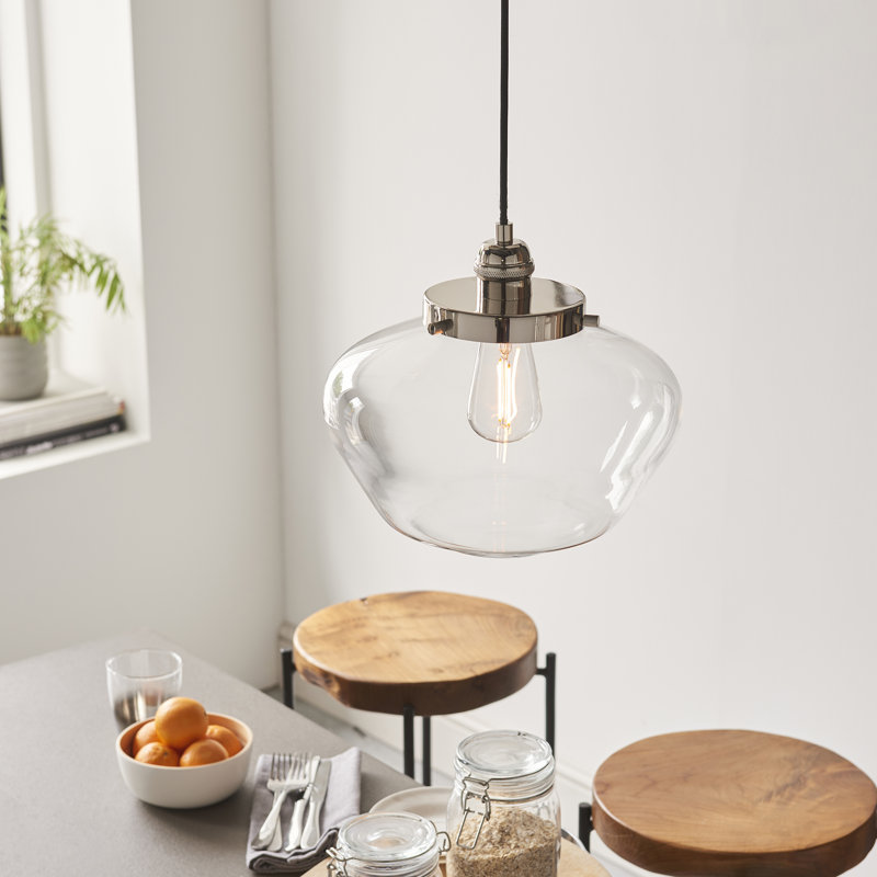 Choquette 1 - Light Schoolhouse Pendant, Clear, Bright nickel