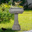 Bains d'oiseaux | Bain d'oiseaux d'extérieur carré moderne en béton 22,8 po de hauteur | Ciment béton | Piédestal à un niveau Birdbath