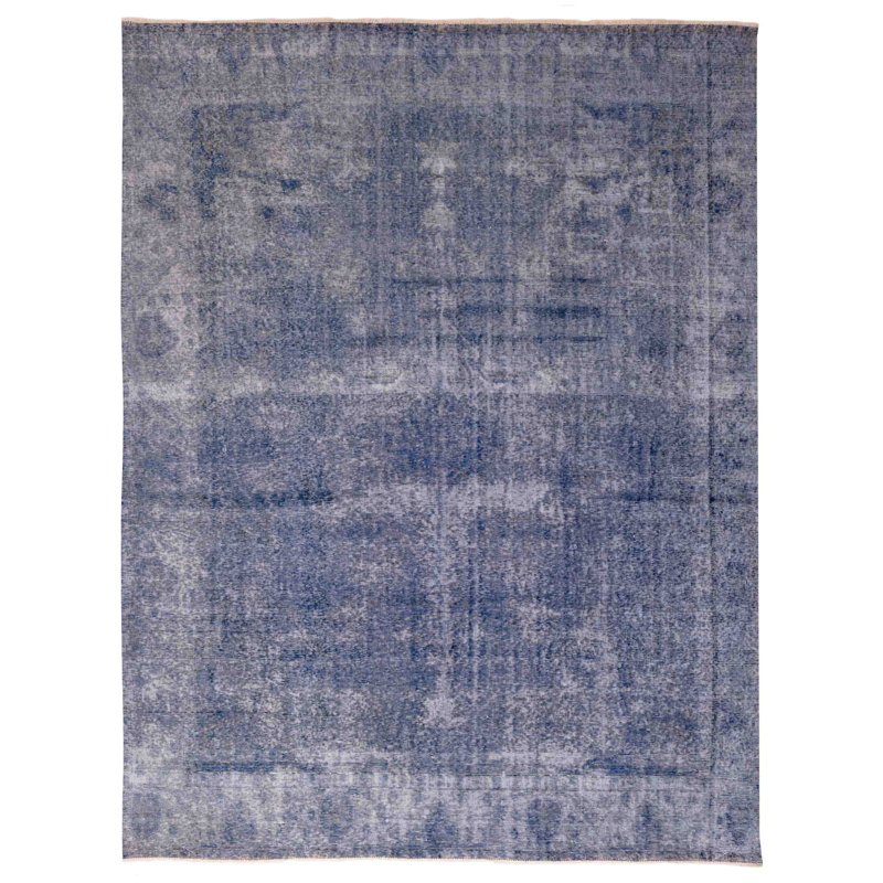 Tapis bleu foncé à transition de couleur 9 pi 6 po x 12 pi 3 po