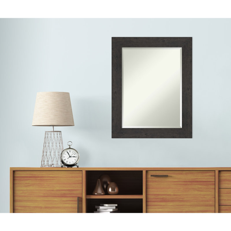 Akhia Narrow Beveled Wall Mirror, 29" x 23", Rustic Plank Espresso