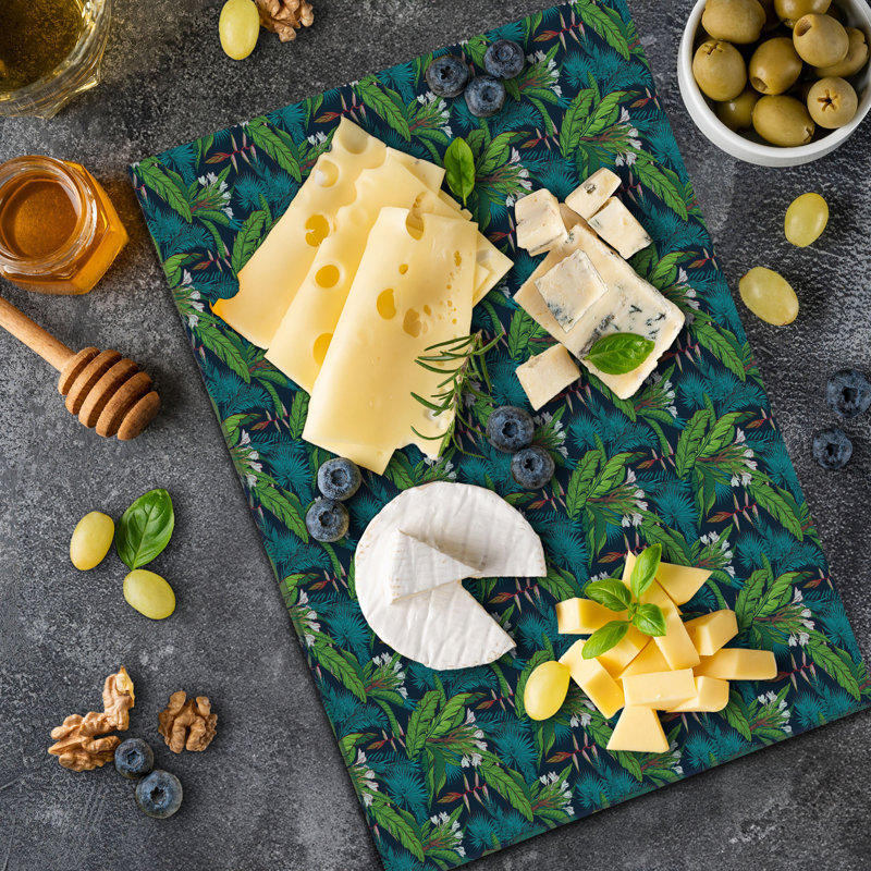 Ambesonne Leaf Cutting Board Large Size Tropical Jungle Pattern Multicolor