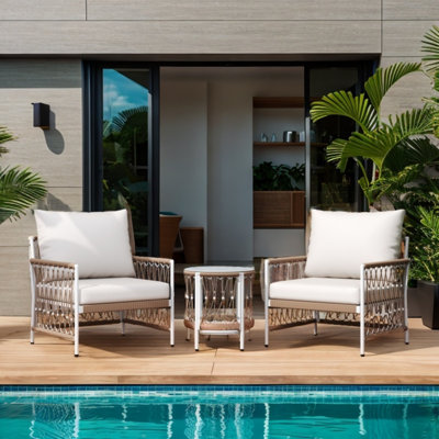 Ensemble 3 pièces de chaises longues 2 pièces Boho