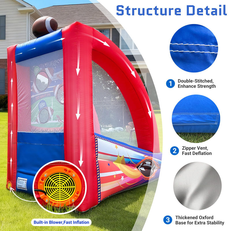 Jeu gonflable de jeu de carnaval avec 2 balles - ventilateur intégré, jeu de cible facile à installer pour une utilisation intérieure / extérieure, fêtes d'anniversaire, pelouse et utilisation commerciale
