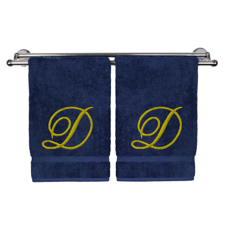 Super Plush Washcloth, Navy/Gold, D