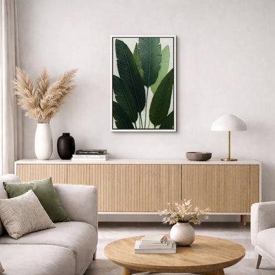Deep Green Botanical Leaf Artwork, Contemporary Nature Wall Decor Pictures, Framed Canvas Giclee Print Wall Art