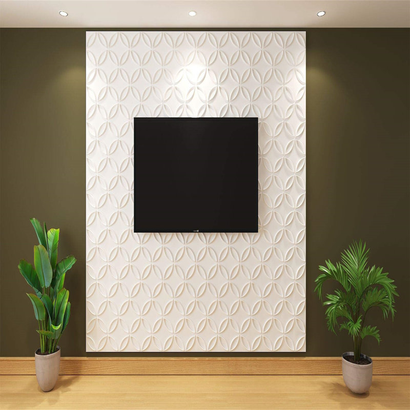 50 cm W 3D Wall Panel Wall Paneling in Matte White & Black  (12-pack), Matte White