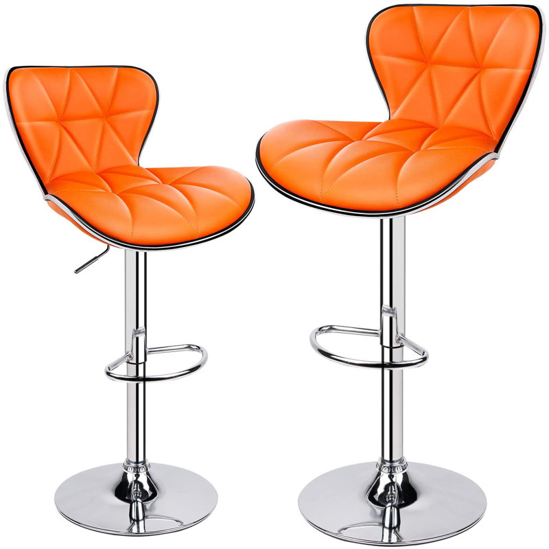 Anjolee 32.5'' Swivel Adjustable Height Counter Stool with Metal Frame, Orange