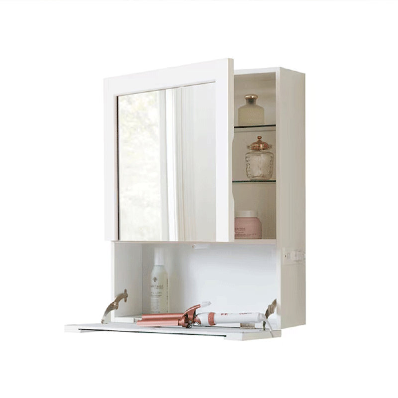 Armoire murale de salle de bain à 2 portes avec miroir, 2 ports USB et prises à 3 broches