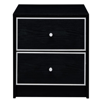 Black And Silver 2-Drawer Nightstand -  Ivy Bronx, 66DFEA02191A41ED8F933668D9A6FCA2