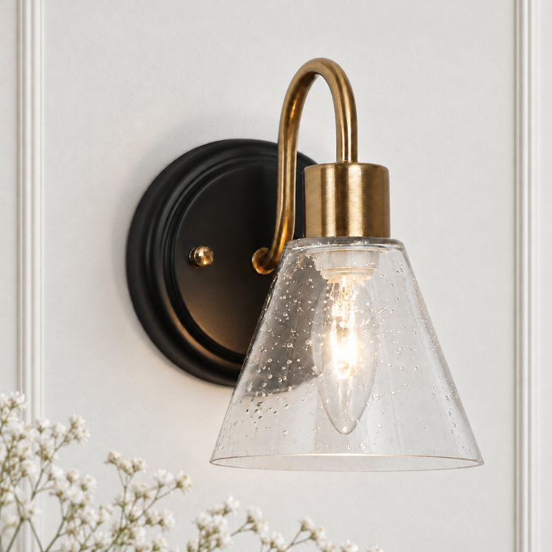 Barranca Glass and Iron Armed Sconce