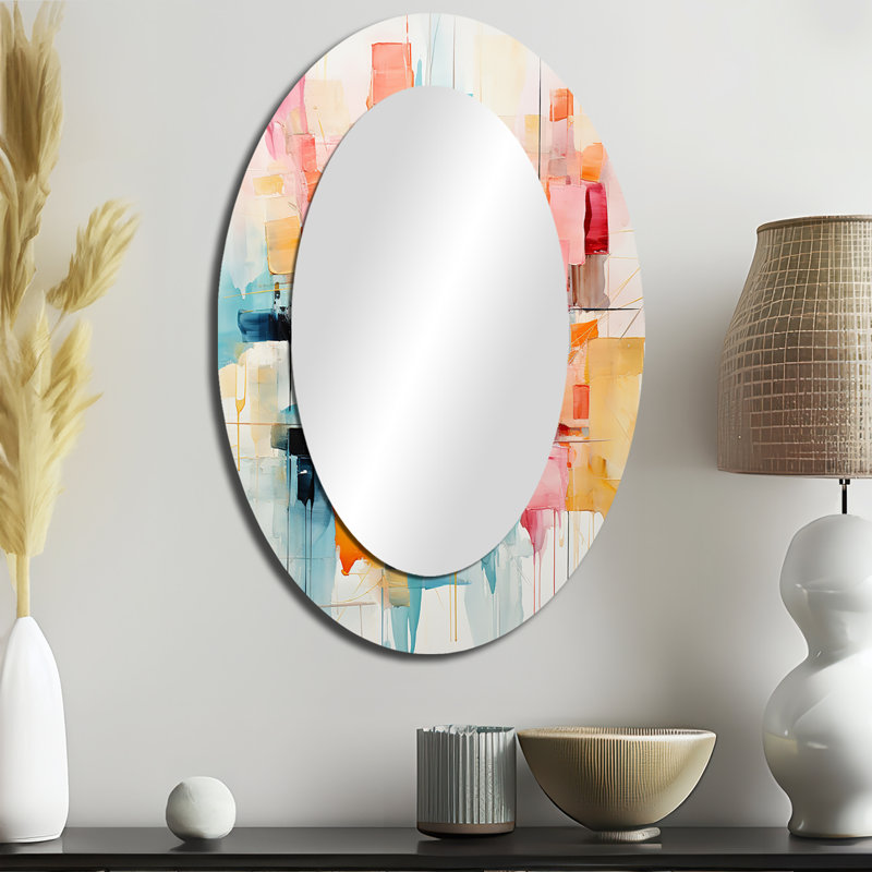 Collage Rhythms I - Miroir mural moderne ovale, 36 po x 24 po