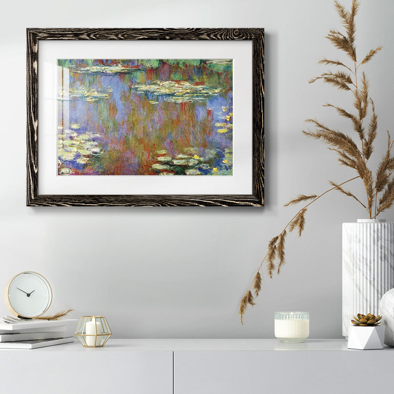 Nymphéas, 1906 - Impression encadrée rustique avec tableau mat, Noir, H 26 po x l 38 po x P 1,5 po