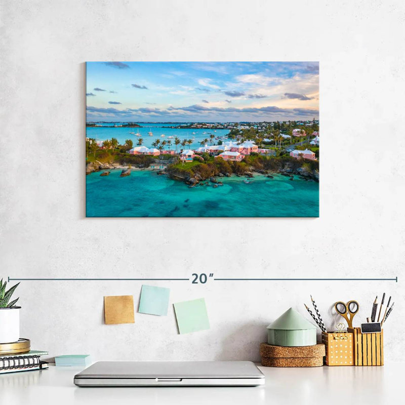 Bermuda Beach House - Impression sur toile tendue, H 8 po x l 12 po x P 1 po