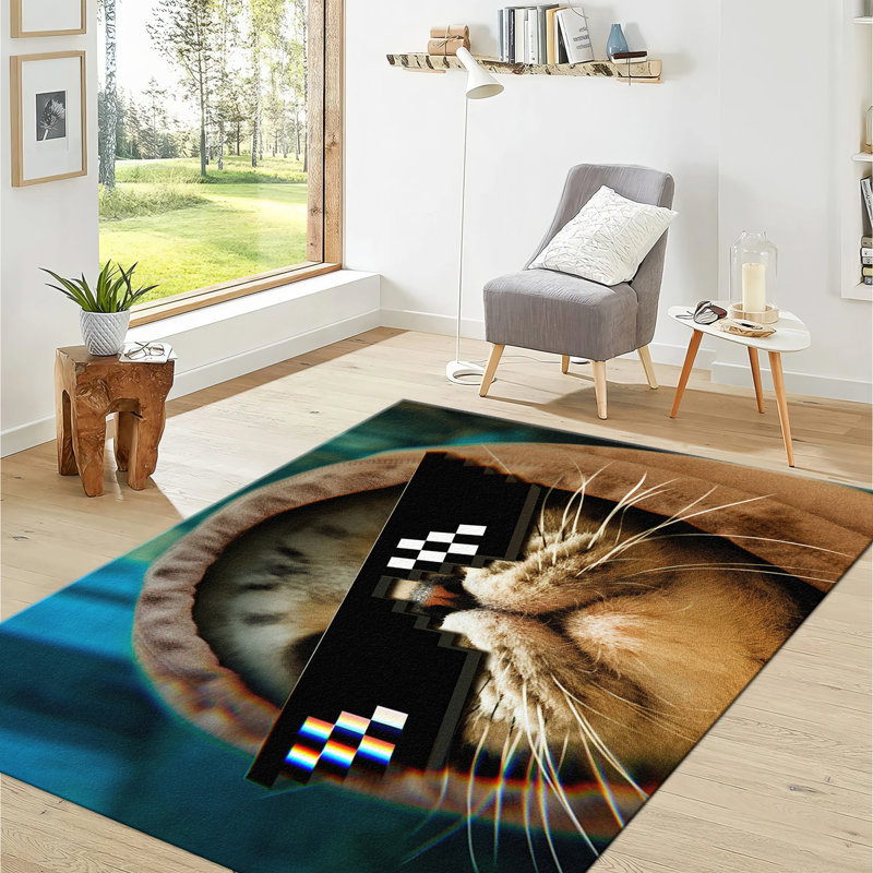 Chic Printed Non-Woven Thin Type Rug with Intricate Design Ideal for Home Decor, Rectangle 2'8" x 4'11"