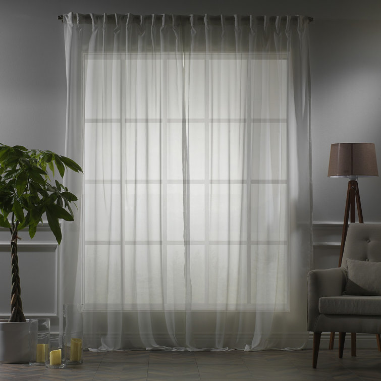 Extra Wide & Extra Long Faux Silk Crep Chifon Sheer Curtain Panels