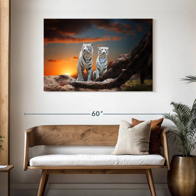 Brampt Wild White Tigers, 30" H x 45" W