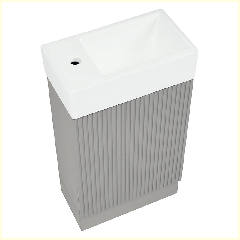 Meuble-lavabo moderne avec tablette à deux niveaux, Gris