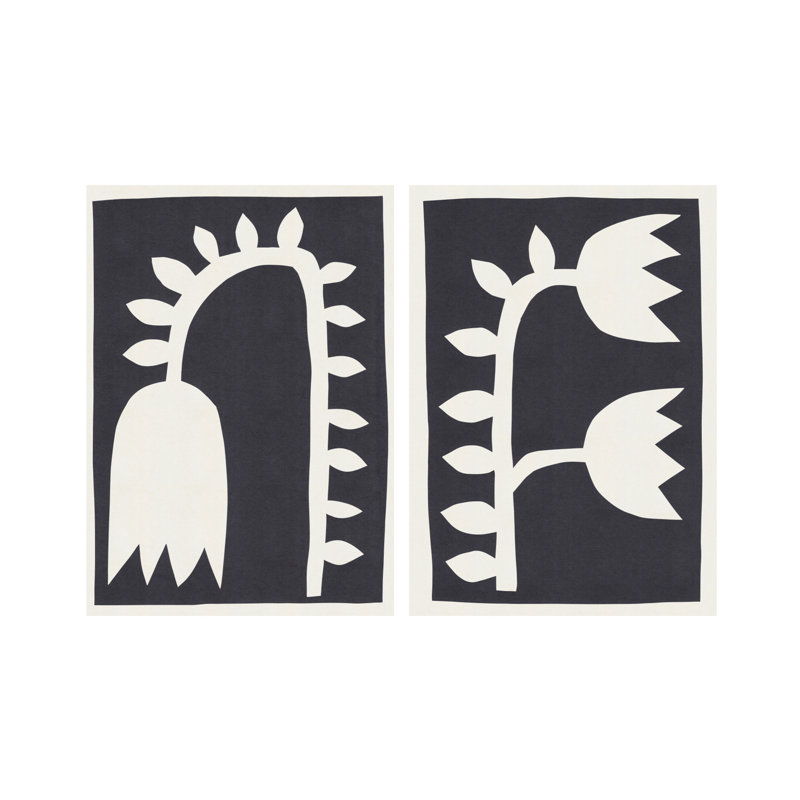 "Black Tulips", ensemble de deux reproductions d'art encadrées, Blanc, H 14 po x l 20 po