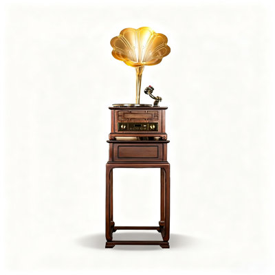 Nouveau Phonographe chinois rétro - tourne-disque en vinyle avec bras à Turbine