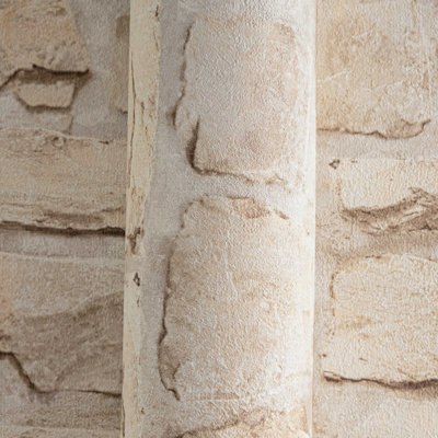 Papier peint réaliste en vinyle Wild Stone, non adhésif 33 pi x 21 po (10 m x 53 cm), lavable et résistant à la décoloration pour les projets de maison et de bureau - 5,7 pieds carrés (57,75 pieds carrés)