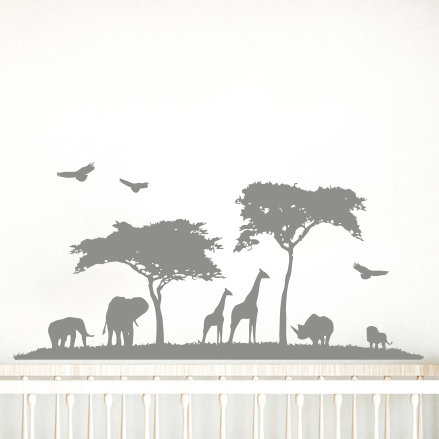 Décalcomanie murale chambre d’enfant safari, Gris