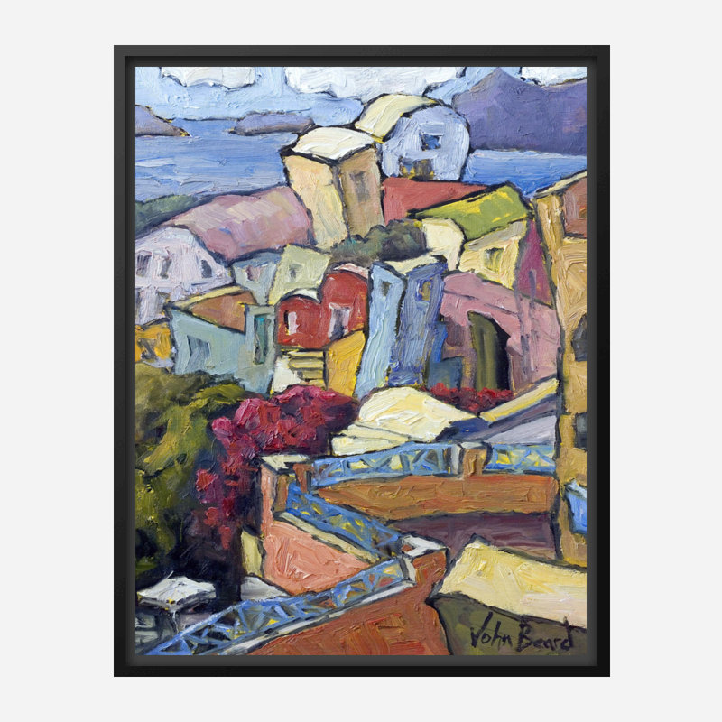 Santorini II By John Beard - Gallery Wrapped Canvas Print, Black Floater Framed, 32" W x 26" H x 2" D