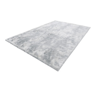 Indoor Plush Area Rugs 6x9 ft, Soft Furry Shag Rug for Living Room & Bedroom, Non-Shedding Tie-Dye Light Gray Carpet