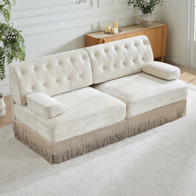 Canapé Chesterfield en velours doux capitonné à boutons
