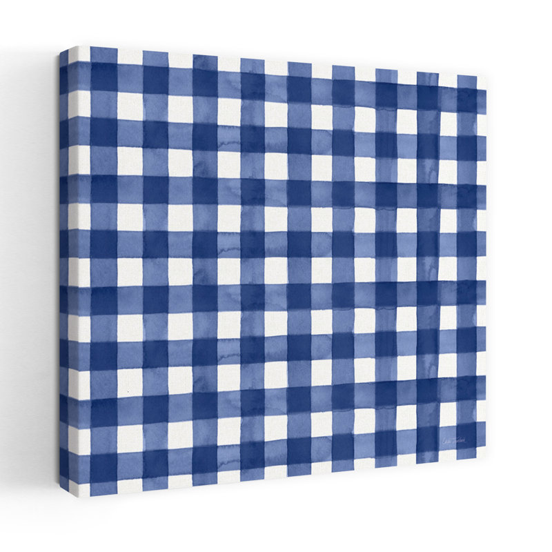 Motif contemporain Le Citron avec motif à carreaux bleus, H 18 po x l 18 po