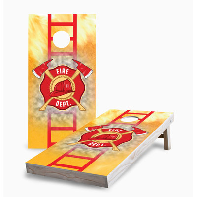Fire Department with Ladder 2x4 Cornhole Board Set | Includes (2) Boards (8) Bags & Optional Accessories