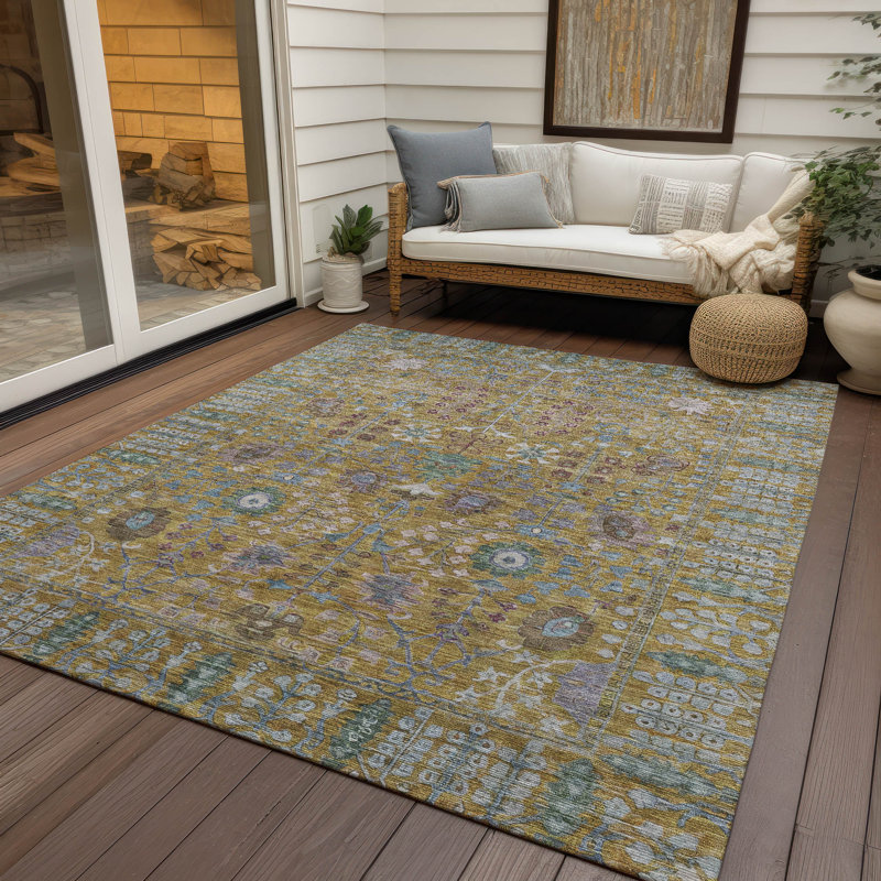 Machine Washable Indoor/Outdoor Leavittsburg ACN2231 Global Rug, Rectangle 10' x 14'