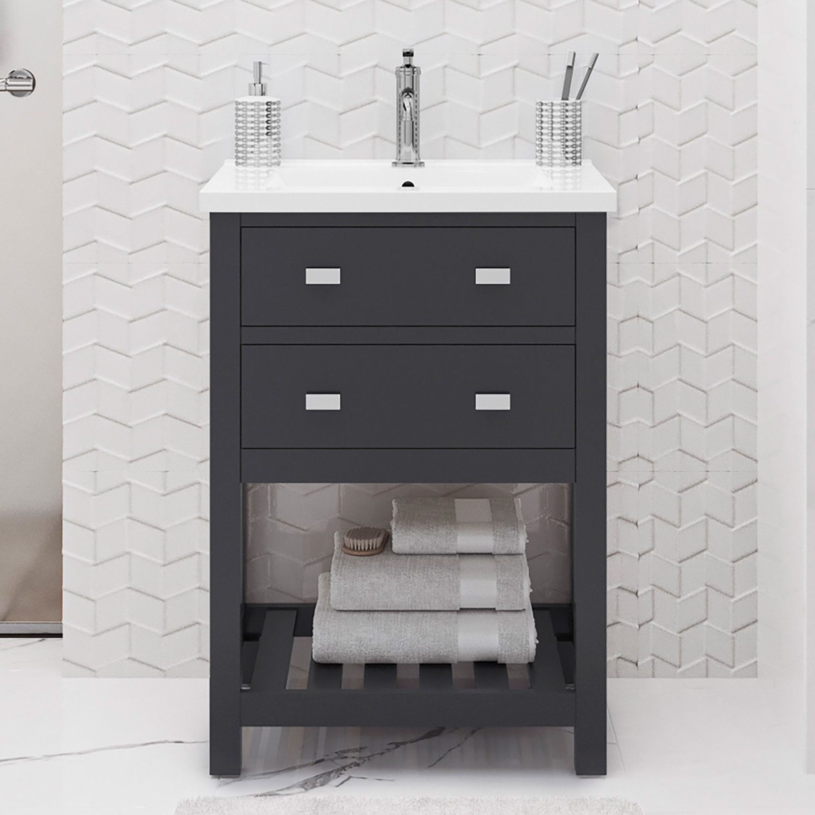 Caitlyn Modern 24" Single Bathroom Vanity, Gray