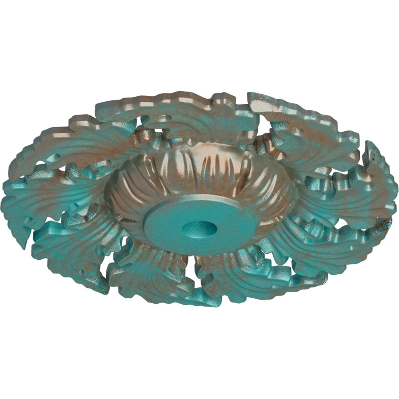 Médaillon de plafond Endurathane Berkshire, P 15 3/4 po x P 3 7/8 po x P 3/4 po (convient aux auvents jusqu'à 7 po), finition craquelée en pierre de château peinte à la main