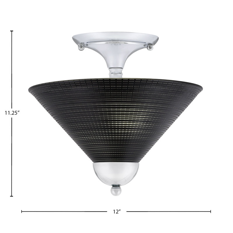 Magar Semi-Flush 2 Bulbs With 12" Glass, Chrome , Black