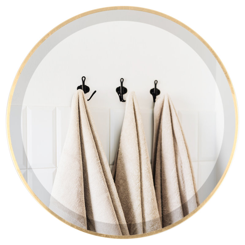Campfort Round Mirror, 14.62" H x 14.62" W, Gold Leaf