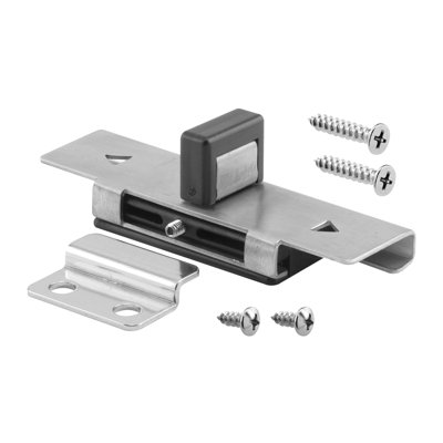 Prime-Line Slide Latch w/Keeper, 7/8 in., Stamped Stainless Steel, "Bobrick" Style Latch, Inswing Doors (Single Pack)