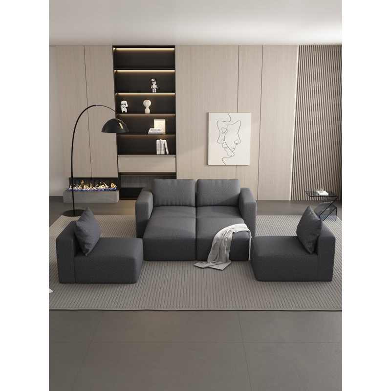 Canapé-lit modulaire, canapé modulaire avec méridienne et repose-pieds 104,32 * 74,8, H 23,28 po x l 104,37 po x P 74,85 po