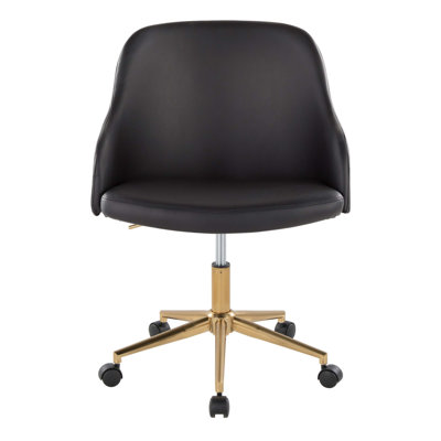 Chair In Metal, Walnut Wood, And Faux Leather For Office, Dining Room