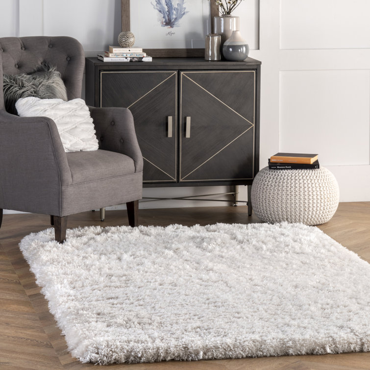 Groover Solid Shag Area Rug for Living Room Bedroom Dining Room Nursery, Ivory