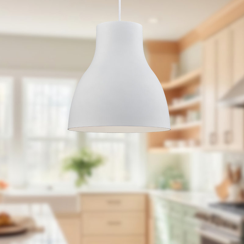 White Aluminum 14" Single Pendant Light