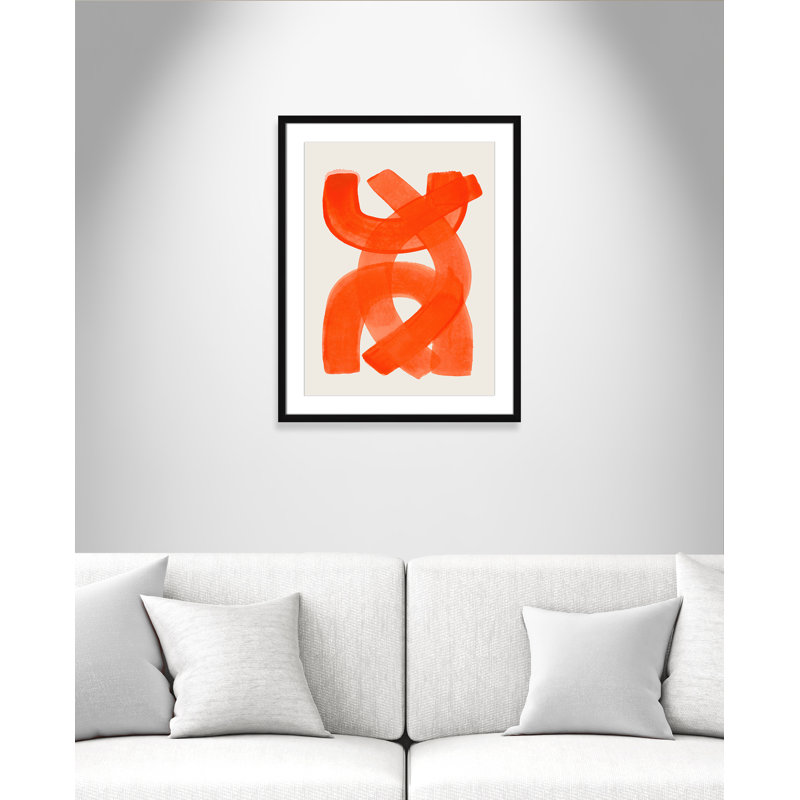 «Orange Strokes Print» par Haniff, 23.5'' W x 29.5'' H, Imprimé mat, Satin Black