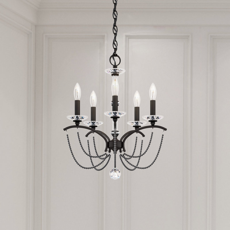 Priscilla 5 - Light Chandelier, Black/Dark Gray Pearl