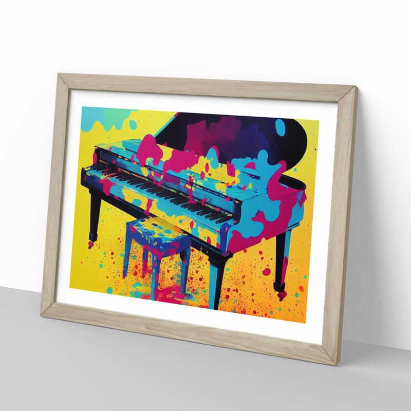 Splashed Piano Abstract - Framed Print, Oak Framed, 46cm H x 64cm W x 2cm D