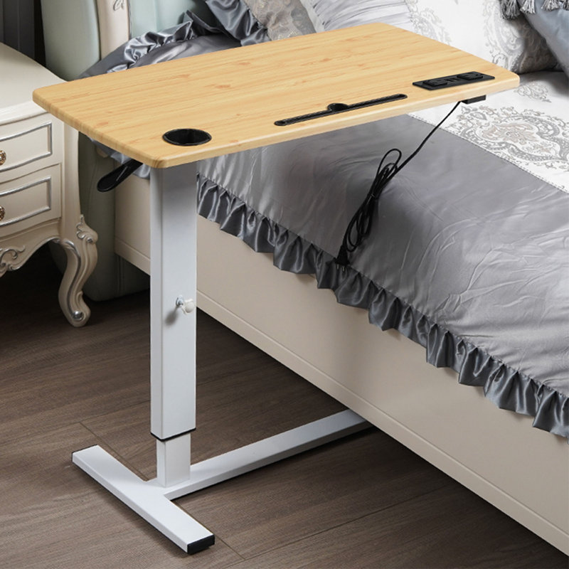 Aymeric Adjustable Metal Base Standing Desk, Natural/White