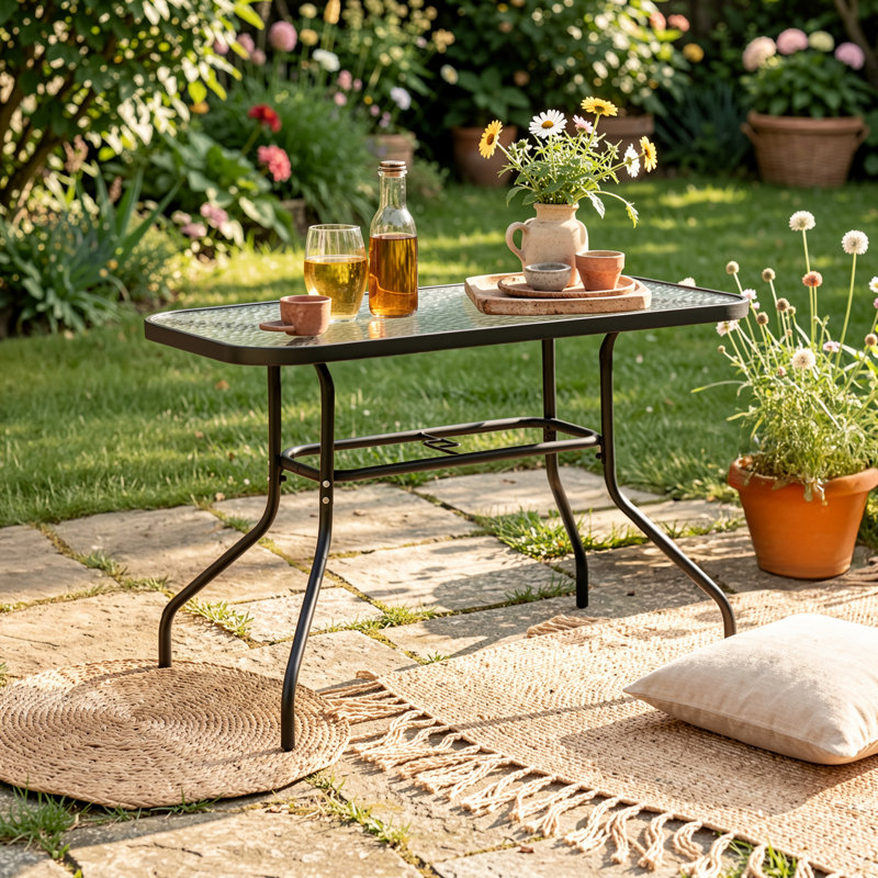 Rectangular Metal Outdoor Dining Table , 120cm cm W 80cm cm D
