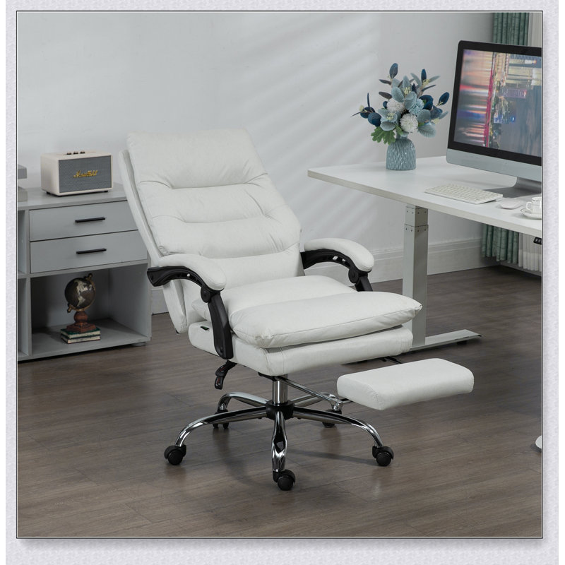 Chaise de bureau avec polyester, pivotante, soutien lombaire, massage, hauteur réglable, appui-tête, repose-pieds